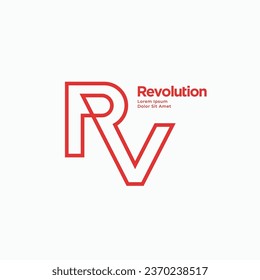 Letter RV monoline stylish logo design concept. Vector icon template