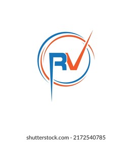 Letter RV Round Logo Icon Vector Template Symbol Design