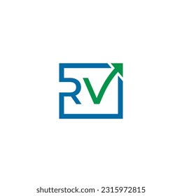 Letter RV Square Arrow Pointing Up Logo Design Vector