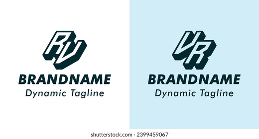 Letter RV and VR 3D Monogram Logo. Suitable for business with RV or VR initials