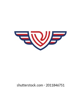 Diseño de logotipo de Escudo de ala de RV