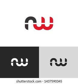 Letter rw linked lowercase logo design template elements. Red letter Isolated on black white grey background. Suitable for business, consulting group company.