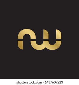 Letter rw linked lowercase logo design template elements. Gold letter Isolated on black  background. Suitable for business, consulting group company.