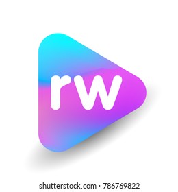 Letter RW logo in triangle shape and colorful background, letter combination logo design for business and company identity.
