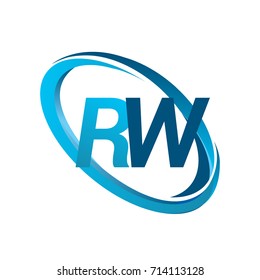 letter RW logotype design for company name colored blue swoosh. vector logo for business and company identity.