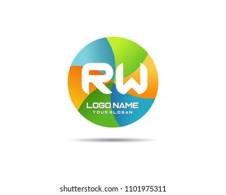 Letter RW Modern Shape Logo Design Template Element