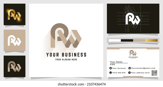 Letter RW or PW monogram logo with business card design