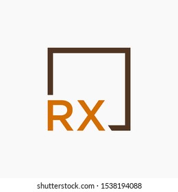 Letter RX Logo design with square frame line art. business consulting concept. studio,room,group icon. Suitable for business, consulting group company. - vector