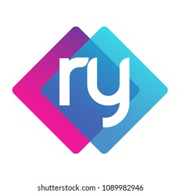 Letter RY logo with colorful geometric shape, letter combination logo design for creative industry, web, business and company.