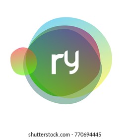 Letter RY logo with colorful splash background, letter combination logo design for creative industry, web, business and company.
