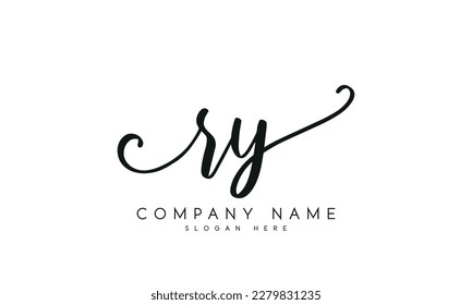 letter RY logo design handwriting signature style vector template