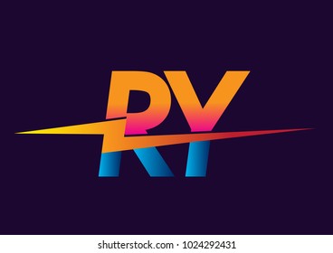 Letter RY logo with Lightning icon, letter combination Power Energy Logo design for Creative Power ideas, web, business and company.