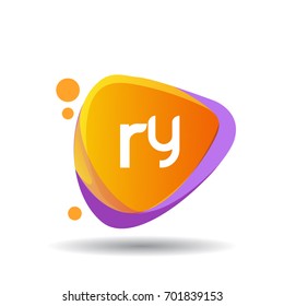 Letter RY logo in triangle splash and colorful background.