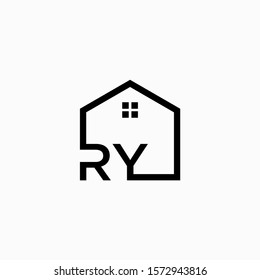 letter RY with  Real Estate element. home initial R Y concept. Construction logo template, Home and Real Estate icon. Housing Complex Simple Vector Logo Template. - vector]