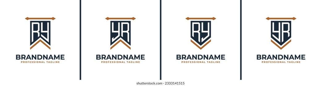 Letter RY and YR Pennant Flag Logo Set, Represent Victory. Suitable for any business with RY or YR initials.