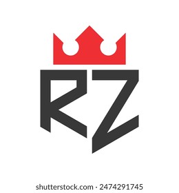 Letter RZ Crown Logo. Crown on Letter RZ Logo Design Template