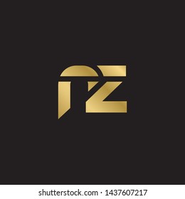 Letter rz linked lowercase logo design template elements. Gold letter Isolated on black  background. Suitable for business, consulting group company.
