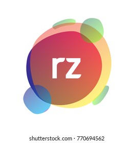 Letter RZ logo with colorful splash background, letter combination logo design for creative industry, web, business and company.
