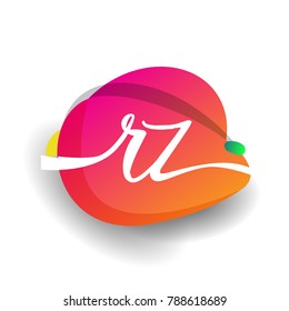 Letter RZ logo with colorful splash background, letter combination logo design for creative industry, web, business and company.