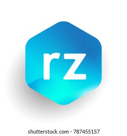 Letter RZ logo in hexagon shape and colorful background, letter combination logo design for business and company identity.
