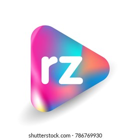 Letter RZ logo in triangle shape and colorful background, letter combination logo design for business and company identity.
