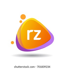 Letter RZ logo in triangle splash and colorful background.