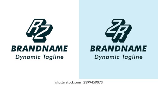 Letter RZ and ZR 3D Monogram Logo. Suitable for business with RZ or ZR initials