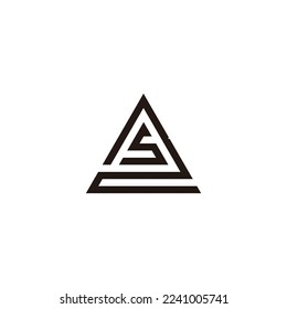 Letter S in 2, triangle geometric symbol simple logo vector
