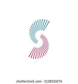 letter s 3d flat motion stripes line logo vector