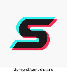 letter S with 3d glitch effect