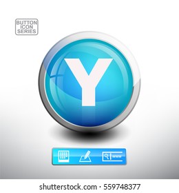 Letter S in 3D Glossy Blue Button for web Icon, Education Icon and Alphabet Icon. Vector Illustration