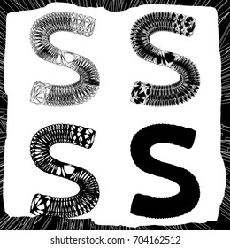 Letter S. 3d and silhouette constructive concept.