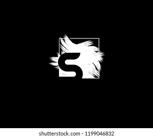 Letter S Abstract Artistic Splash Grunge Stroke Logo