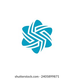Letter S with abstract atom orbit symbol logo