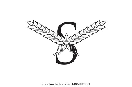 LETTER S WITH ABSTRACT DRAWING