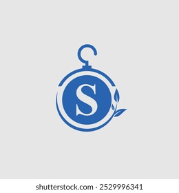 Letter S with Abstract Fashion Hanger and Leaves Logo