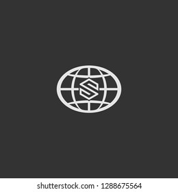 letter S with abstract globe simple logo vector