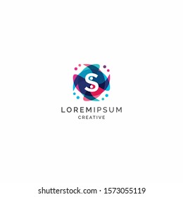 Letter S Abstract Logo Design Template. Colorful Overlay Vector Illustration