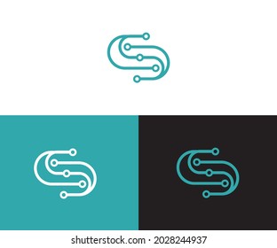 letter S abstract logo design symbol letter mark technology