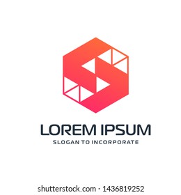 Letter S abstract Logo Template.construction concept. digital technology logo -vector