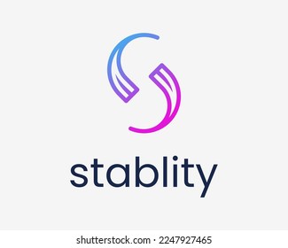 Letra S Resumen Equilibrio de estabilidad Solución Progreso Rotación Movimiento Innovación Diseño Logotipo Vector