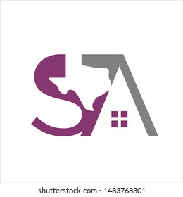 Letter S A adn Texas Map. Vector Icon and Logo.