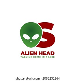 letter S alien head vector logo design