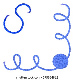 Letter S - Alphabet, font vector - yarn, rope, cable - For handmade products.