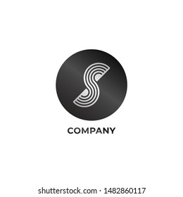 Letter S Alphabet Logo Design Template, Wave Line Logo Concept, Black and White, Rounded, Ellipse