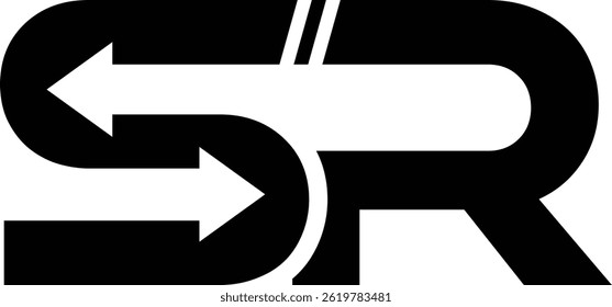 Buchstabe s mit Pfeilsymbol, sr-Logo mit Vektordatei