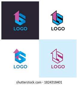 letter S with Up Arrow logo design template [vector]