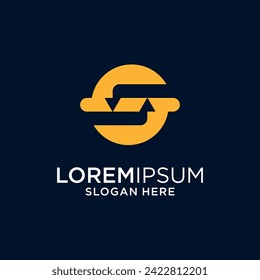Buchstaben s mit Pfeil-Logo-Designvorlage