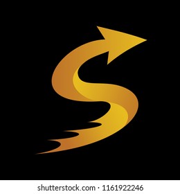 Letter S Arrow Logo, Initial S Splash
