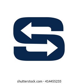 letter S and arrow logo vector.